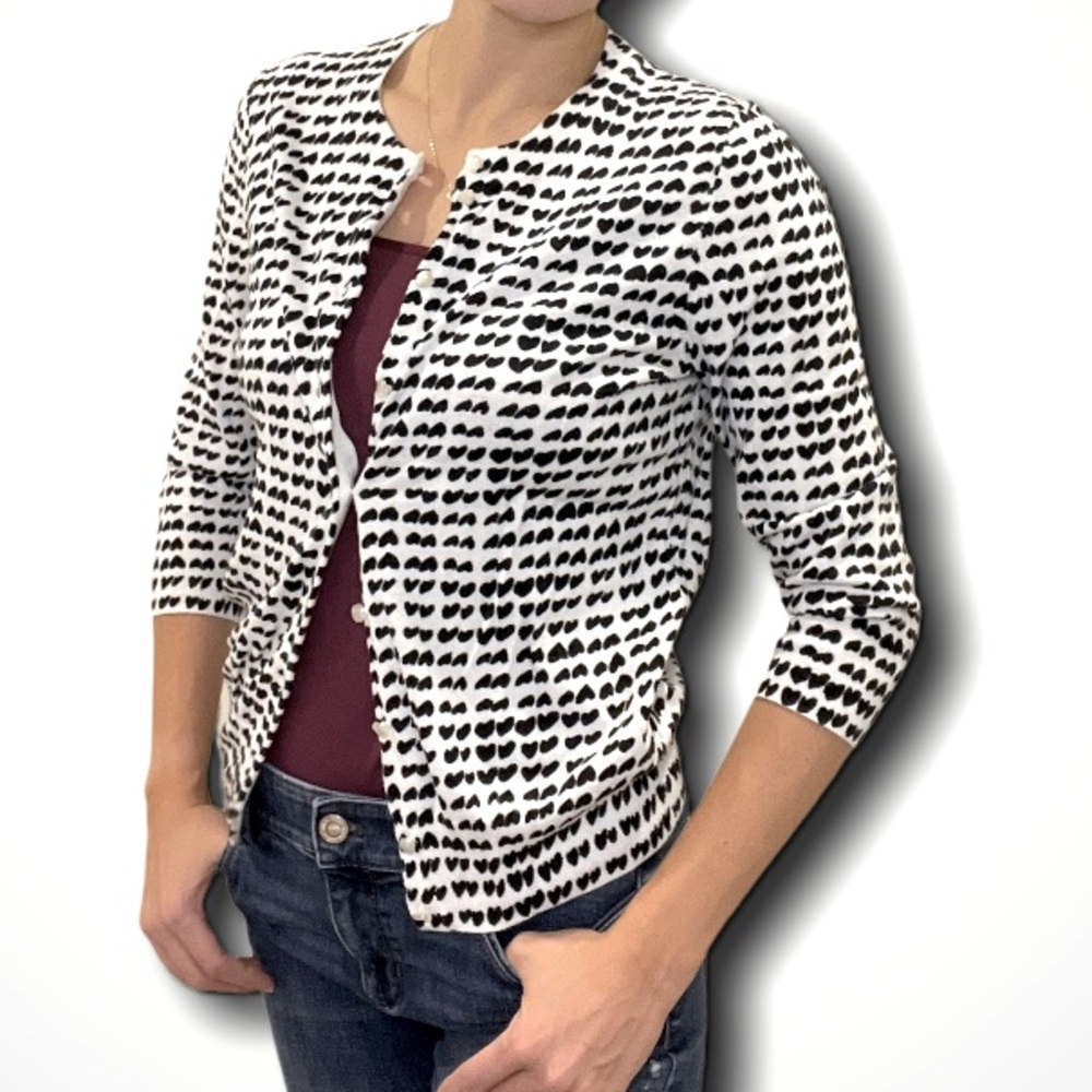 J. Crew black and white heart sweater Size M